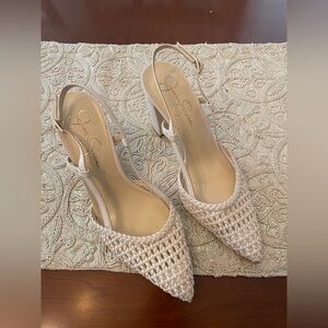 Jessica Simpson Women's White Woven Heels